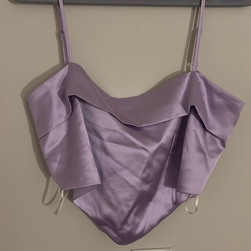 Forever21 Purple Silk Tied-Back Top (Large)